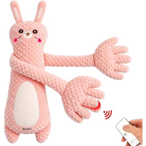LiKiLiKi Pink Rabbit Interactive Plush Toy, Soft Stuffed Animal with with Remote Control, Cute Plush Doll for Toddlers and Kids