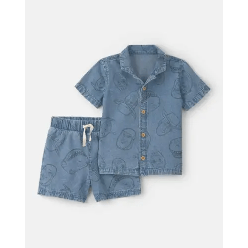 Toddler Boy 2-Piece Pixar© Toy Story Chambray Short-Sleeve Top & Short Set - Medium Wash | Carter's
