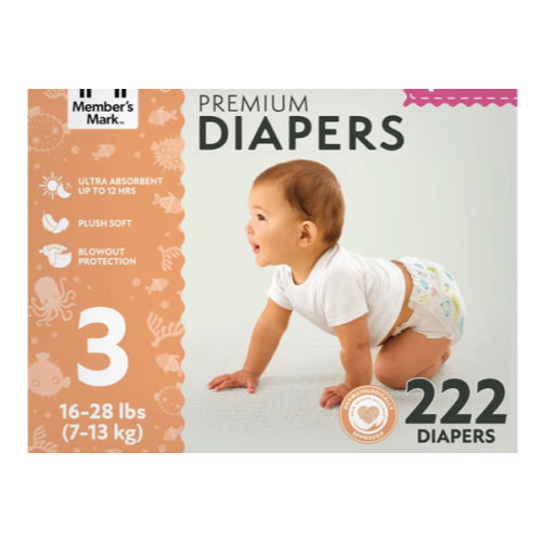 Member's Mark Premium Baby Diapers, Sizes Newborn - 8 - Samsclub.com