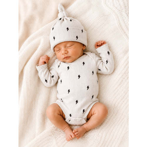 Lightning Bolts | Organic Cotton Pointelle Baby Clothes Bodysuit – SpearmintLOVE