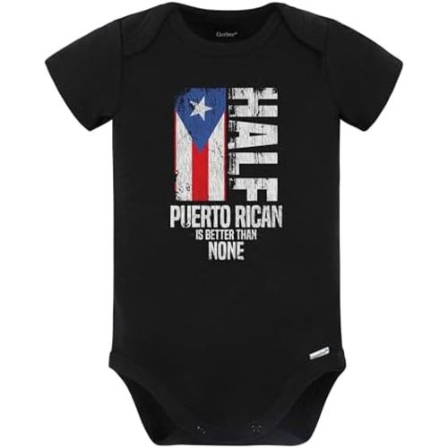 Half Puerto Rican is Better Than None Funny Puerto Rico Flag Baby Bodysuit (Black)