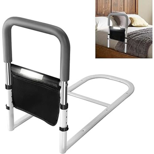 Bed Rails for Ederly Adults Safety, Adjustable Height Bed Assist Rails for Seniors Fall Prevent Grab Bar Fits King Queen Full Twin Bed…