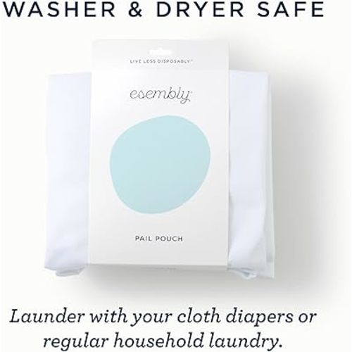 Esembly Pail Pouch, Hangable and Washable Waterproof Diaper Pail Liner and Reusable Laundry Bag, One Size, Sea Salt