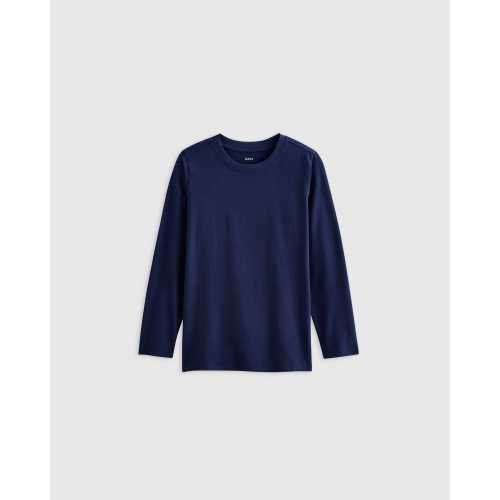 100% Organic Cotton Jersey Long Sleeve Tee  in Navy