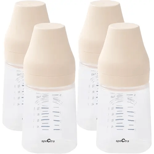 Spectra - Wide Neck Baby Bottles - Compatible with Spectra Breast Milk Pump Flanges (Pack of 4)