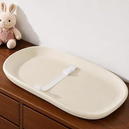Baby Changing Pad, Waterproof Wipeable Diaper Changing Table Mat, Cream