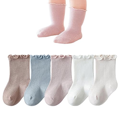 Elaowoho Baby Toddler Girls Ruffle Socks Little Girl Frilly Dress Socks for Newborn Infant Crew Cotton