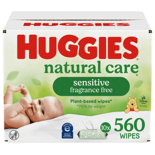 Huggies Natural Care Sensitive Baby Wipes, Unscented, 10 Flip-Top Packs (560 Wipes Total)