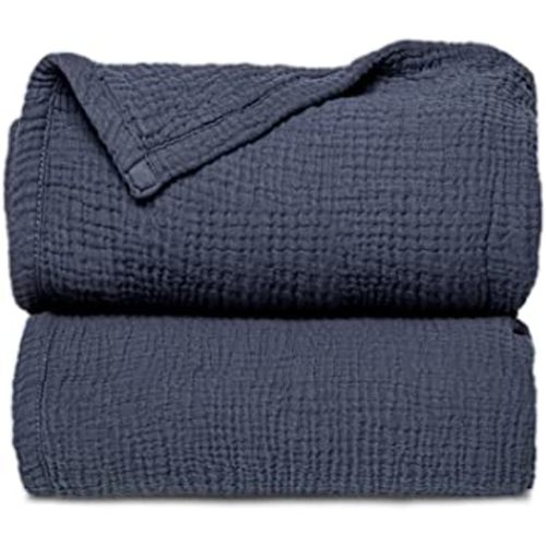 Lulu moon Muslin Quilt Blanket, Crib Blanket for Baby and Toddler,47x47 Inches(Blue)