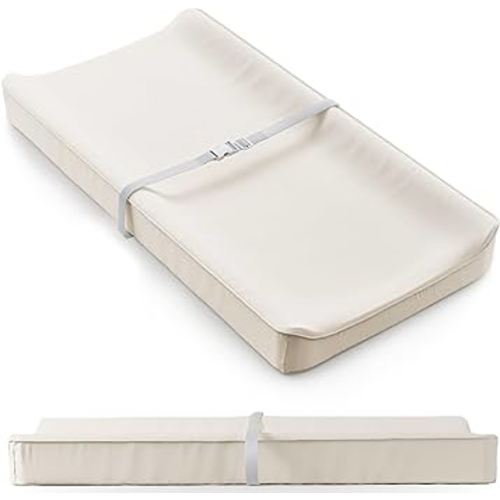 Soft Baby Diaper Changing Pad with Cotton Cover - Waterproof Changing Table Topper with Washable Cover and Safety Straps Fits All Standard Dressers - The Perfect Pad for Your Baby Girl or Boy