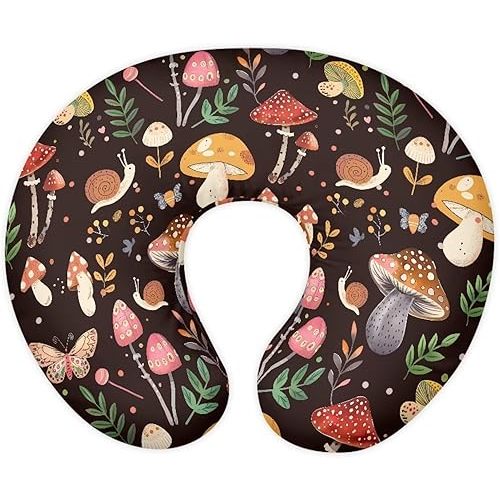 Cute Mushroom Baby Nursing Pillow Cover for Bottle Feeding, Stain Resistant Soft Breastfeeding Pillow Slipcover Breathable Pillow Cover for Infant Snug