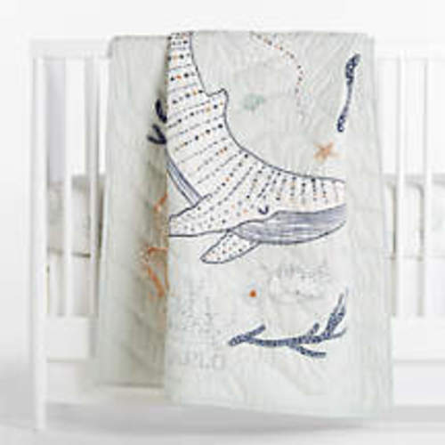Aquatic Life 100% Organic Cotton Baby Crib Quilt