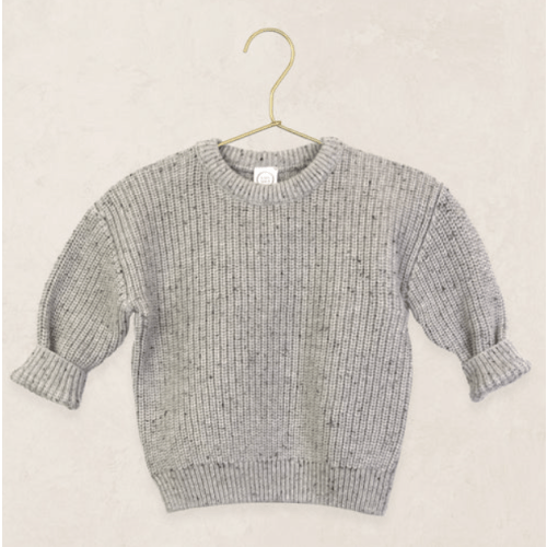 Knit Chunky Sweater - Grey Speckle