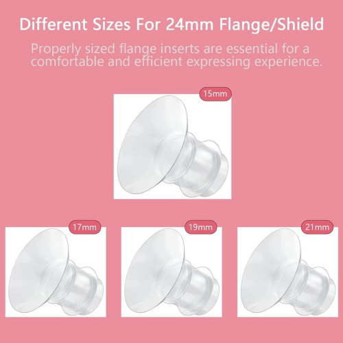 12PACK Flange Inserts 15/17/19/21mm for Medela,Spectra 24mm Shields/Flanges,Compatible with Momcozy S12 Pro/S9 Pro/S9/S12 Wearable Breast Pump,Reduce Nipple Tunnel Down to 15/17/19/21mm,3PCS Per Size