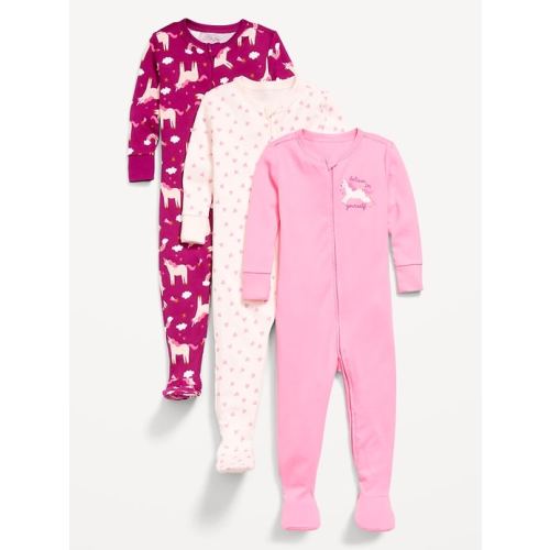 Snug-Fit 2-Way-Zip Pajama One-Piece 3-Pack for Toddler & Baby