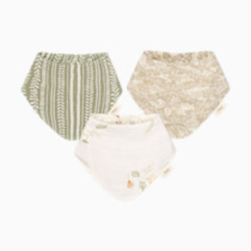 Crane Baby Cotton 4 Layer Muslin Bib Set (3 Pack) - Willow Ecru/Green
