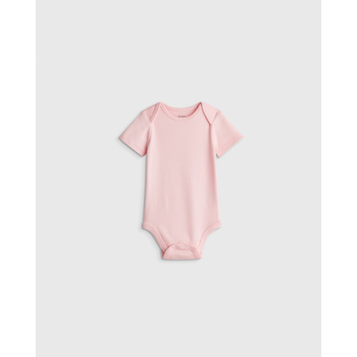 100% Organic Cotton Short Sleeve Bodysuit - Baby in Baby Pink
