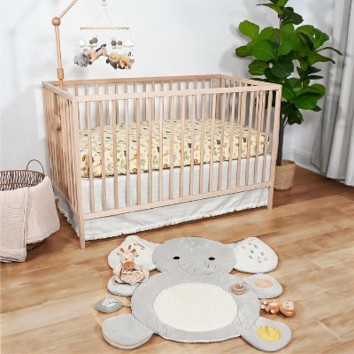 The Peanutshell Elephant Safari Tummy Time Mat and Security Blanket Crib Bedding Set, 4-Piece Set