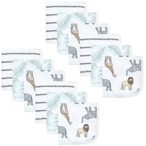Hudson Baby Infant Cotton Muslin Washcloths, Modern Neutral Safari, One Size