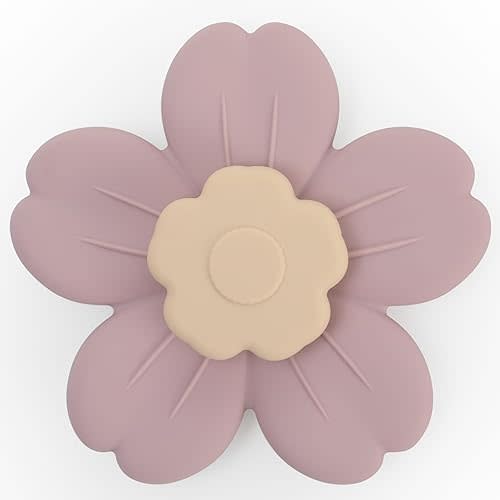 Suction Spinning Toy, Silicone Toddler Sensory Toys for Bath Toys Birthday Gift (Cream&Dusty Lilac)