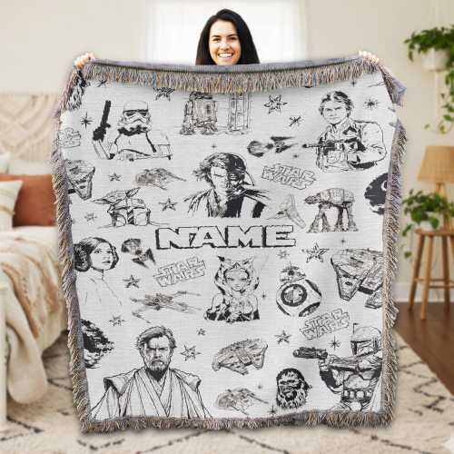 Personalized Starwars Woven Blanket, Darth Vader Woven Blanket, Galaxy's Edge Starwars Blanket, Disneyland Christmas Decor Birthday Gifts