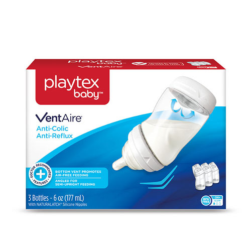 Playtex VentAire Complete Tummy Comfort 6oz 3-Pack Baby Bottle.