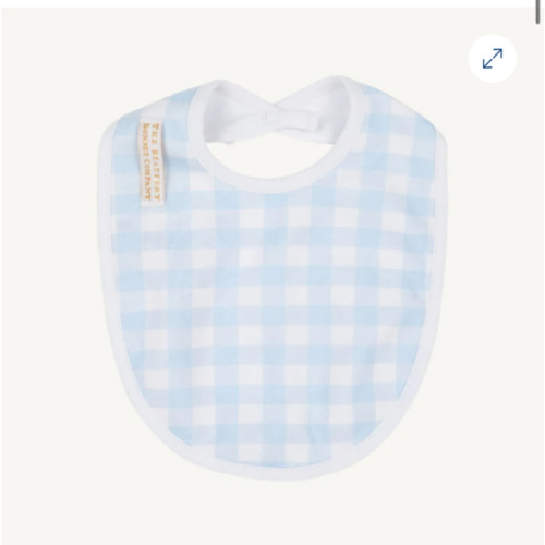 Burp Me Bib - Buckhead Blue Gingham with Worth Avenue White