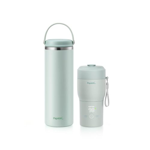 Papablic Portable Bottle Warmer Pro for Travel Bundle with Papablic Innovative 360° CapsuleChill Breastmilk Cooler