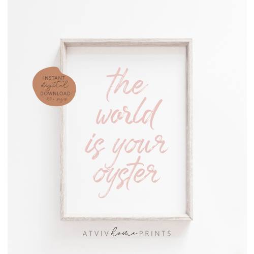 The world is your oyster print, girls nautical nursery, beach nursery decor, waves print, beach nursery print, Ocean Nursery Prints, coast