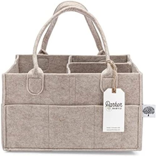 Parker Baby Diaper Caddy - Nursery Storage Bin and Car Organizer for Diapers and Baby Wipes - Oatmeal