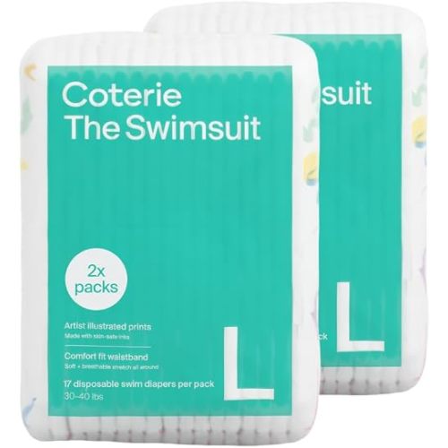 Coterie Baby Swim Diapers, Size Large (30-40 lbs), 2-Pack
