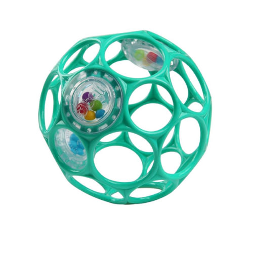 Bright Starts Oball Easy-Grasp Rattle BPA-Free Infant Toy in Teal, Age Newborn and up, 4 Inches