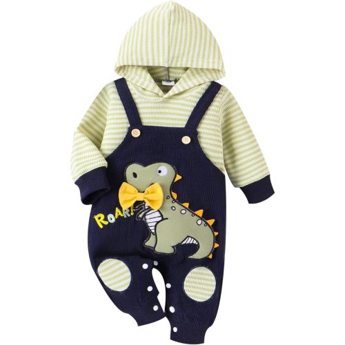 Baby Boy Clothes Newborn Hoodie Romper Fall Winter One-piece Outfit Infant Cute Cartoon Clothing Set 0-18 Months