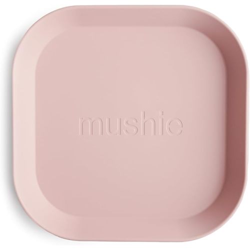 mushie Square Dinnerware Plates for Kids | Made in Denmark, Set of 2 (Blush)