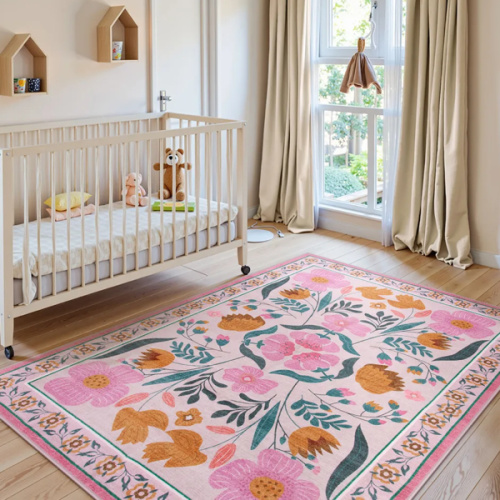 Coriel Washable Fairy Garden Pink Rug