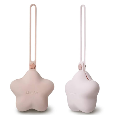 Moonkie Silicone Pacifier Holder Case, Cute Portable Pacifier Storage Case, 2 Pack