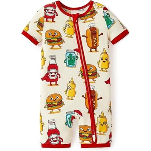 PATPAT Baby Pajama with Bamboo Viscose, Footie Jumpsuit Romper with 2-Way Zipper for Baby Boy Girl Toddler Sleeper Sleepwear