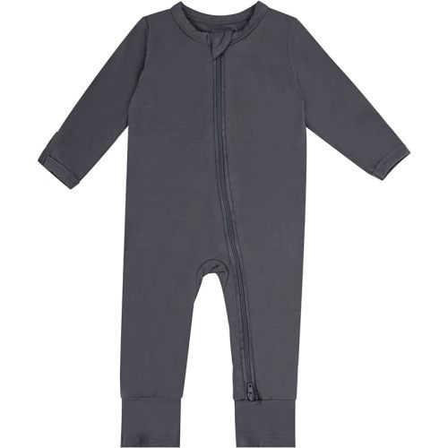 GUISBY Baby Footless Rompers, Rayon Pajamas 2 Way Zipper with Long Sleeve Sleeper