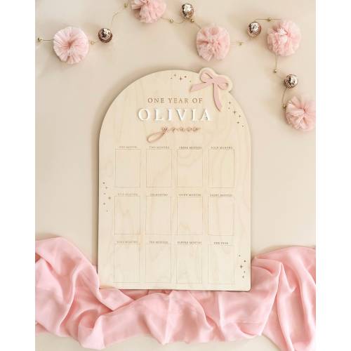 First Year Birthday Board | Monthly Milestone Photo Board |One Year Of | My First Year | 12 months photo | Ribbon Bow party