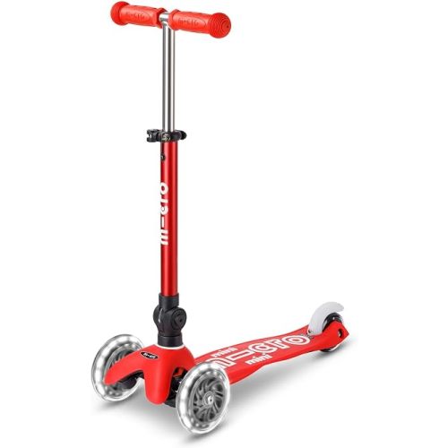 Micro Kickboard | Mini Foldable LED Kids Scooter for Ages 2-5 | Children up to 110 lbs | 3 Wheel Lean-to-Steer | Adjustable T Bar | Smooth Ride, Motion-Activated PU LED Wheels | Swiss Design