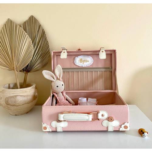 Personalized Baby Keepsake Box, Memory Case, Suitcase Memory Box, Vintage Suitcase - Elegant Baby Shower Gift
