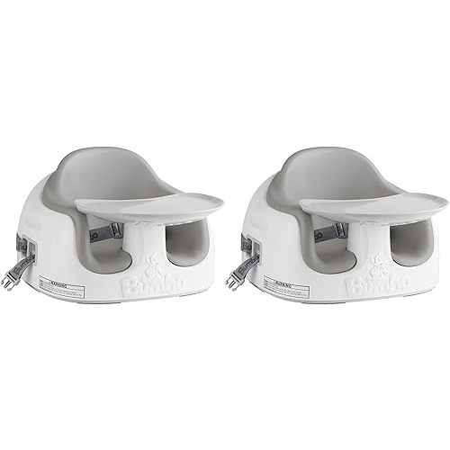 Bumbo 2 Pack 3-in-1 Multi-Seat for 6 to 36 Months, Travel Baby Feeding and Play Floor Seat, All-in-One Portable Booster with Tray & Toddler High Chair, Cool Grey