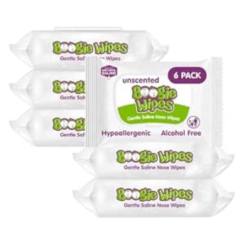 Boogie Gentle Saline Nose Wipes Unscented - 180 Count