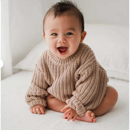 Baby Cotton Chunky Knit Sweater (nb-24m) – Olive and Cradle