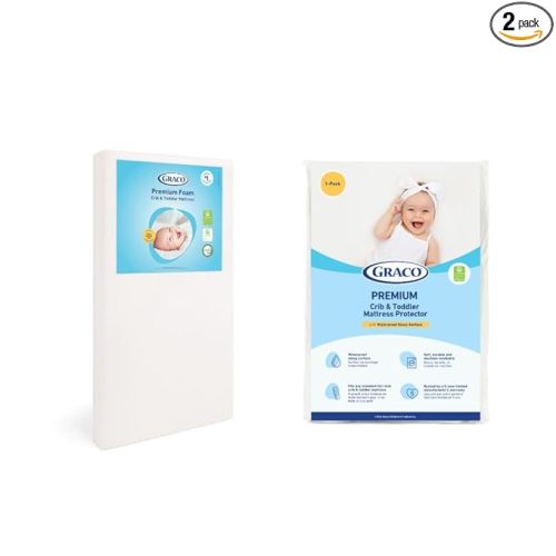 Graco Premium Crib Mattress & Waterproof Protector Value Bundle