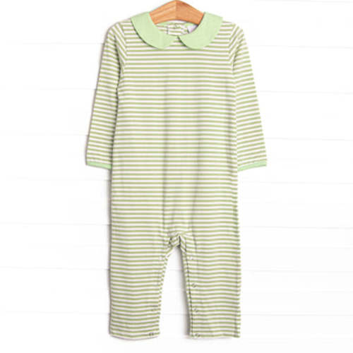 Elliot Romper, Light Green Stripe – Stitchy Fish