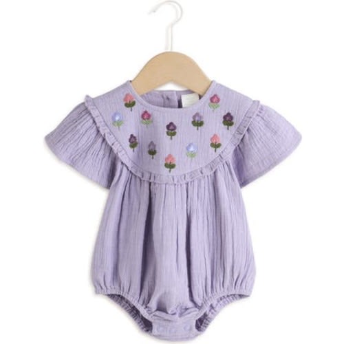 Embroidered Cotton Gauze Bodysuit, 0-1M