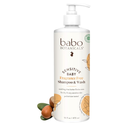Babo Botanicals Sensitive Baby Fragrance-Free 2-in-1 Shampoo & Wash - Shea Butter, Calendula & Aloe Vera - EWG Verified - Cruelty-Free - Vegan - Pediatrician Tested - For Babies & Kids