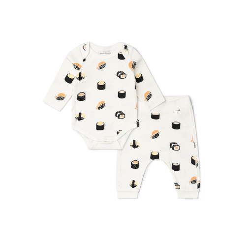 M+A by Monica + Andy Organic Cotton Gender Neutral First Moves Bodysuit + Groove Pant Set, Sizes Newborn -24 Months