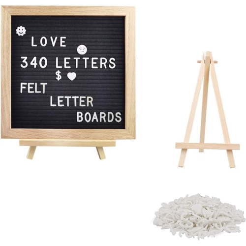 Felt Letter Message Board 340 Letters,Letter Board Sign With Stand, 10X10 Inch for Baby & Pregnancy Announcement Sign,for Party Home Decor(1 Set)